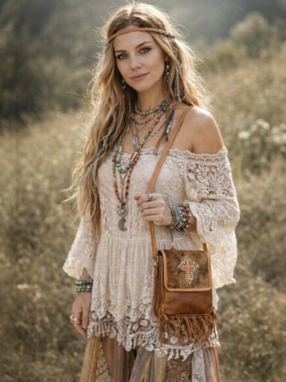 Montana Silversmiths Western Hair-On Hide Crossbody Fringe Bag - Picture 2 of 9